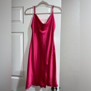 Paper Heart Satin MIDI hot pink dress